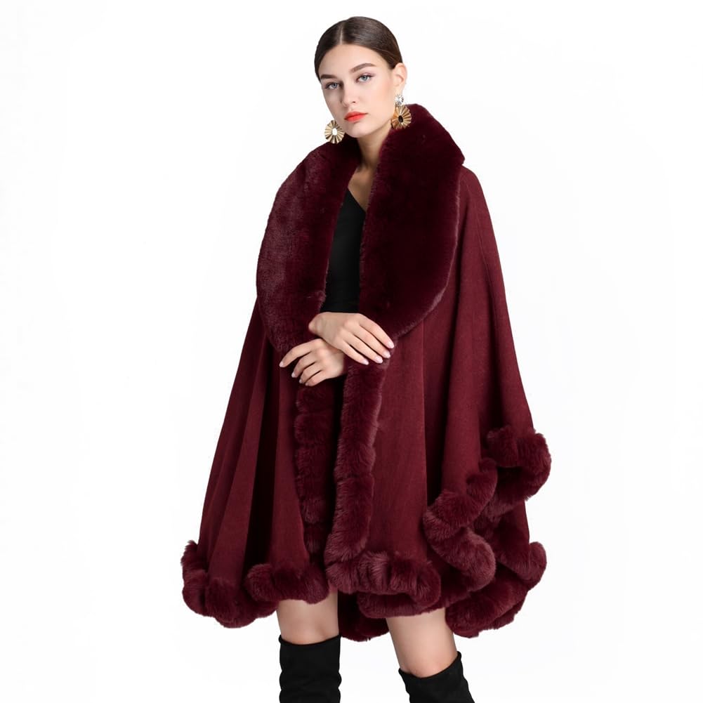 Elegant Faux Fox Fur Collar Knitted Cardigan Shawl Bride Wedding Party Shawl Cloak Coat