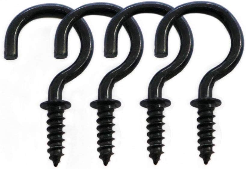 IDEALSV 125 Pcs Screw Ceiling Hooks Black Screw Cup Hooks