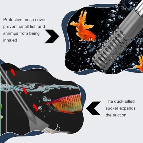 Aquarium Reiniger, Aquarium Wasserwechsler,Aquarium Sauger, Kiesreiniger für Aquarien, Siphon-Aquarienreiniger für Schnellen, Aquarium Wasserwechsel, Sandwaschung, Einstellbarem Wasserdurchfluss(Grau)