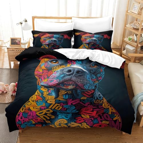Housse de couette Pitbull 3D 140x200 en microfibre graffiti - 3