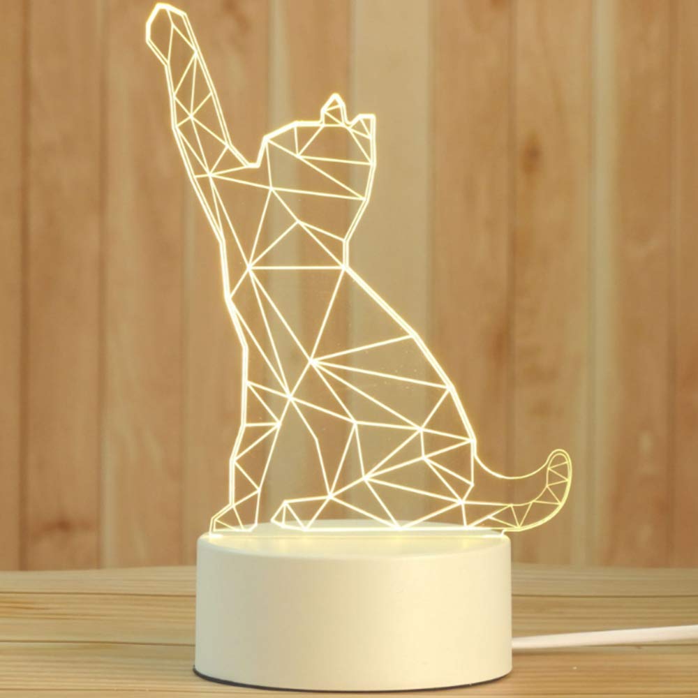 3D Night Light LED Lamp Bedside Desk Table Lamp,  Lights with Acrylic Flat & ABS Base & USB Charger as Home Decor  (c2)
