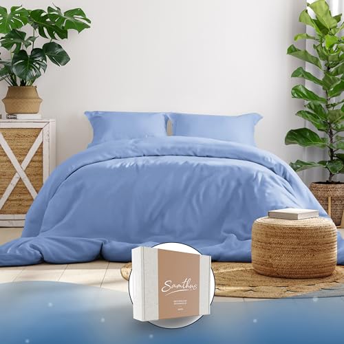 Samthus Bettwäsche 140x200 Baumwolle Satin - Oeko-Tex Made In Green - Himmlisch weicher Schlaf - Bettwäsche-Set mit 1x Bettbezug 140x200 + 1x...