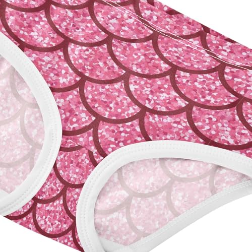 Wusikd Pink Glitter Girls' Underwear Cotton Mermaid Scales Girls Briefs Soft Toddler Underwear 5T4
