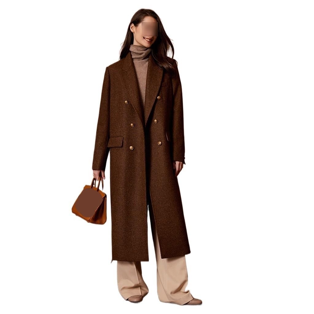 ZUIAI Brown High-end Wool Coat Women's Medium-Length Tweed Jacket
