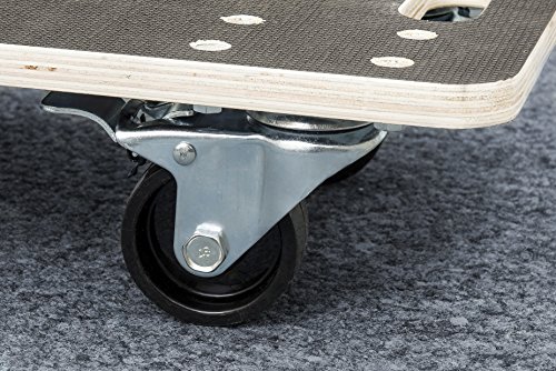 Metafranc Transportroller Tragkraft Siebdruckplatte PA Räder, Möbelroller mit Bremse, Transporthilfe für Umzug Rollwagen für Möbel Transport Kistenroller aus Holz 822000, 590 x 290 mm, 400 kg
