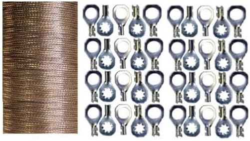 20' (609cm) x 0.35" Copper Ground Strap Cable+ Do-It-Yourself Terminal Kit. Braided Wire