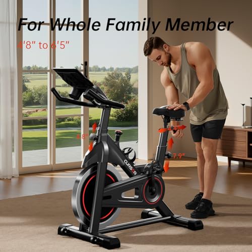 CURSOR FITNESS Exercise Bike, Stationary Bikes for Home, Indoor Cycling Spin Bike Workout Bike with Extra Comfort Seat - Image 7