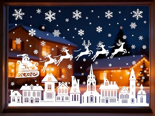 Nepfaivy Pegatinas Navidad Ventanas Cristal - 9 Hojas Vinilos Reutilizable PVC, Doble Caras Pegatinas para Ventanas Electrostáticas, Decoración Adornos para Escaparates