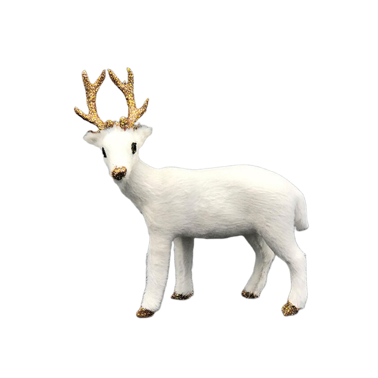 Lerpwige Christmas Deer Figurines Deer Animal Model Realistic Reindeer Figurines With Glittered Antlered And Feet Centerpieces Tabletop Ornament