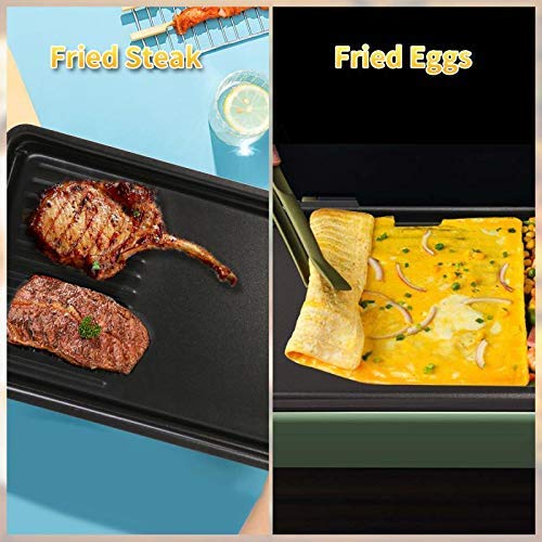 CukAid Non-Stick Griddle Grill Pan,2-in-1 Cast-iron Double Burner Griddle, Griddle Pan Cookware for Electric Grill, Induction Stovetop and Gas, 19\" x 9.5\", Dishwasher Safe, Black