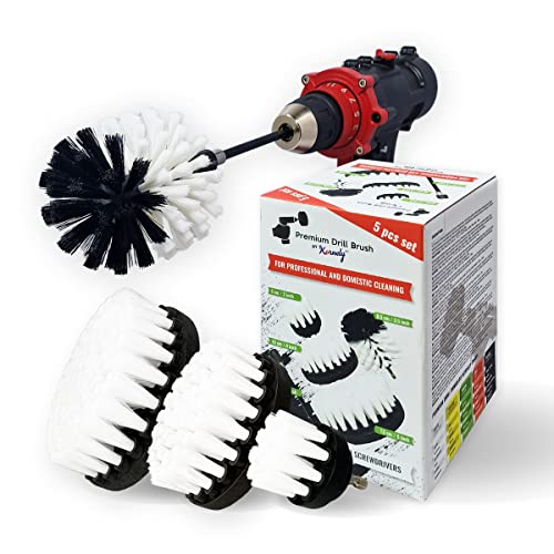 Premium Boorborstel, Extra Zacht, Wit 5st. SET. Professionele Power Scrubber. Kras geen oppervlakken. Geschikt voor tapijt, leer, stoffering, meubels, auto-interieur, glasreiniging - Image 3