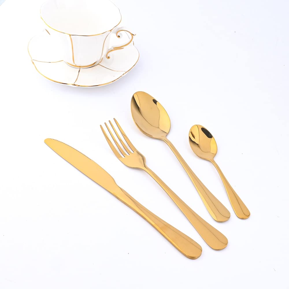 24-teiliges Besteck-Set mit goldenem Aufbewahrungsregal Edelstahl-Besteck-Set für 6-Personen-Familienrestaurant-Werkzeuge