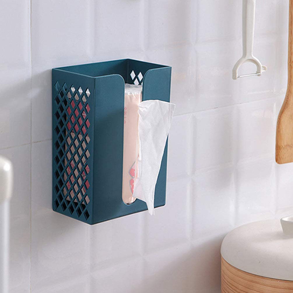 Cabilock Wall Mounted Tissue Box DIY Traceless Tissue Napkin Holder Dispenser Hanging Tissue Drawer Box Bathroom Accessories for Home Kitchen Toilet Blue
