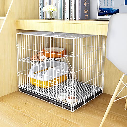 Cage pour chat et chien pliable en métal blanc 68x49x59cm avec plateau de transport amovible