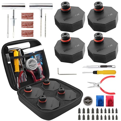 Image of Lifting Jack Pads and Tire Repair Tool Kit for Ford Mach E, 4PCS Rubber Jack Pad Adapter Jacking Point Pucks for Mustang Mach-E 2021-2025, All-in-1 Car Tire Repair Tool Kit with Storage Box