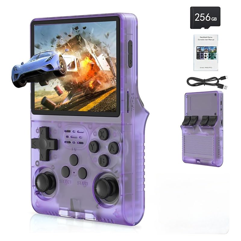 Image of R40S Retro Portable Video Game Console 256GB + 30000, Classic Retro Games Portable Video Game Console, Ergonomic Design, Mini Retro Game Console (Purple)