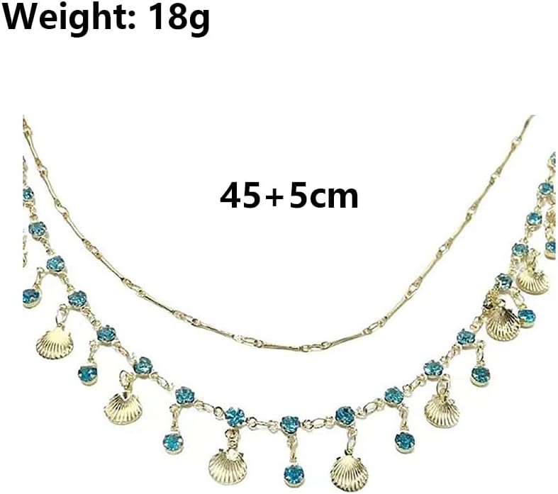 GIGB PBDK Boho Blue Butterfly Crystal Layered Choker Necklace, Sparkling Dainty Gemstone Fine Chain Necklace, CZ Adjustable Beach Holiday Jewelry Gift for Women - Image 3