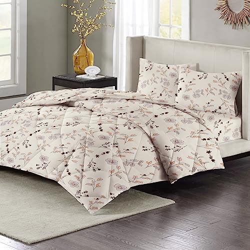 Image of BSB HOME 2nd Gen 220 GSM Microfiber Reversible AC Comforter /Blanket for Winter /Quilt /Duvets for King Size Double Bed (230X250 cm, Floral Off White)