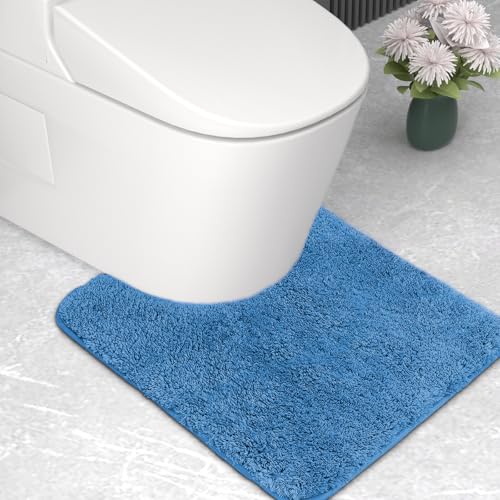 wyewye Alfombrilla de baño de microfibra, alfombrilla de baño de 2 cm, súper absorbente, 50 x 50 cm, en forma de U, color azul