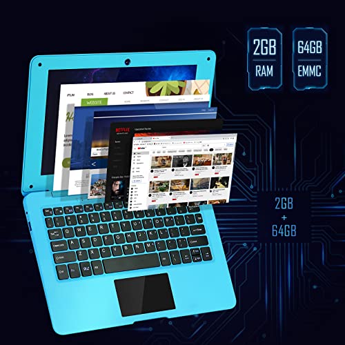 G-Anica Laptop Computer(10.1 Inch), Quad Core Powered By Android 12.0, Netbook Computer With Wifi, Webcam And Bluetooth, Mini Laptop With Bag, Mouse, And Mouse Pad For Kids And Adults（Blue） #TOP2