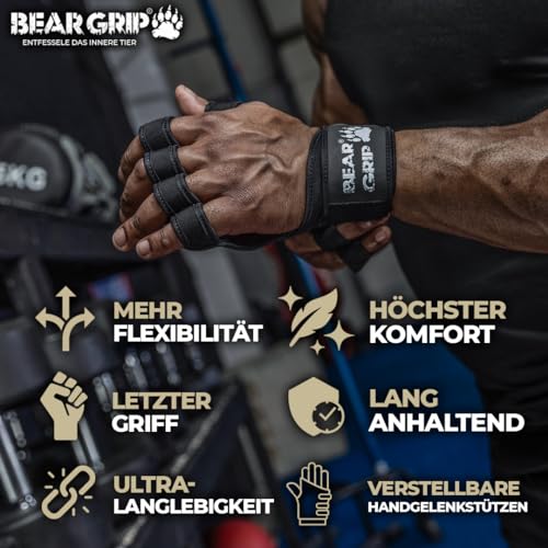Foto von BEAR GRIP - Offene Trainingshandschuhe für Crossfit, Bodybuilding, Kallisthenik, Powerliftin (L)