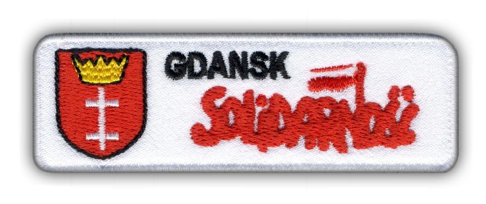 Juego de cuatro – Gdansk/GDA SK con el escudo de armas de la ciudad y la solidaridad/Solidaridad/Solidaridad – Parte trasera termoadhesiva – Parche bordado/insignia/emblema
