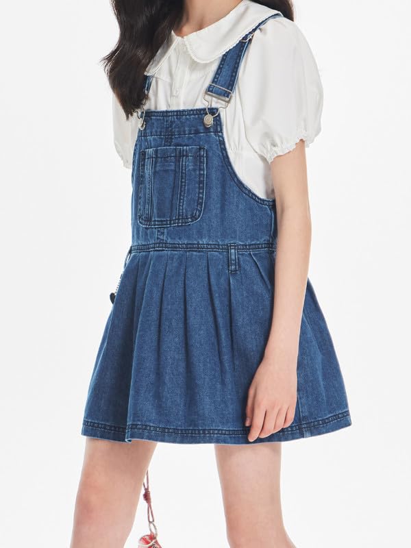 Girls Short Sleeve Bubble Sleeve Blouse,Lace Trim Round Neck Summer Top,Ruffled Hem Princess Shirt Girls Clothing 8-9Y White3