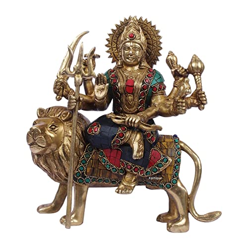 Idole Durga Mata laiton or harmonie et protection de la maison Devyom - 2