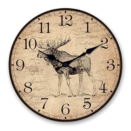 RONGKEJIAJU Farmhouse Moose Wall Clock 24 Inch Silent review image
