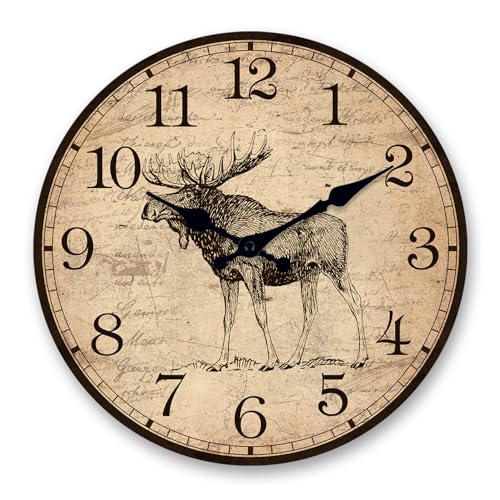RONGKEJIAJU Farmhouse Moose Wall Clock 24 Inch Silent product photo