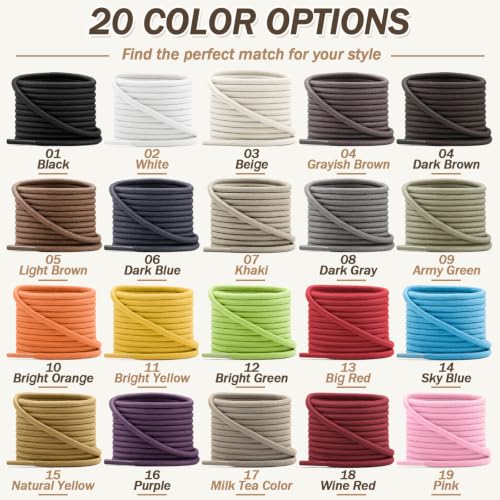 Image of YFINE Waxed Round Shoe Laces: 2 Pairs Oxford Shoelaces for Dress Shoes Boot | 4mm Thick, 20 Colors, 24 inch-71 inch, for Business Footwear, Chukka Boots, Men & Women