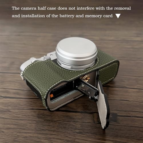 Funda media para cámara Fujifilm X100VI de cuero PU verde miniatura 5