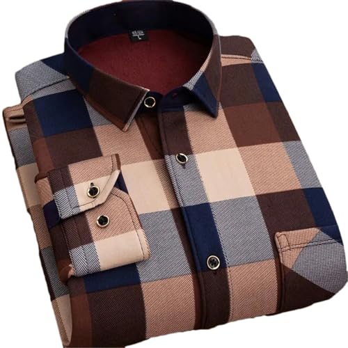 Chemise en polaire pour homme Automne Hiver Chemise à carreaux à manches longues Doublure en polaire épaisse Douce Décontractée Flanelle Chemise habillée...