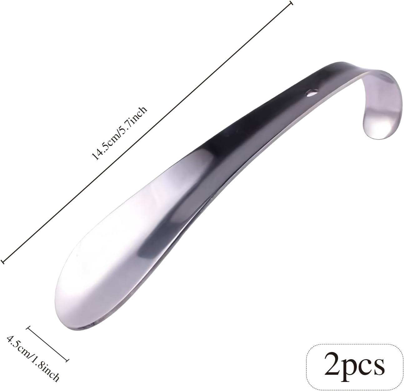 2Pcs Durable Stainless Steel Shoe Horn, Small Metal Shoes Horn for Travel/Seniors, Shoe Helpers to Put on Your Shoes