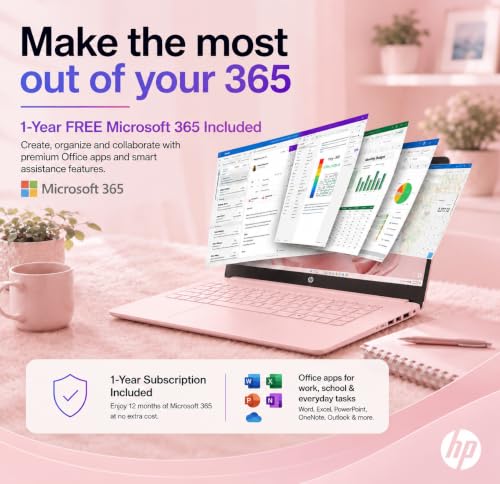 Image of HP Ultrabook Laptop, 8 GB RAM, Intel 4‑Core,1‑Year Microsoft 365, Fast Charge, WiFi 6, Win11 Home, No Mouse