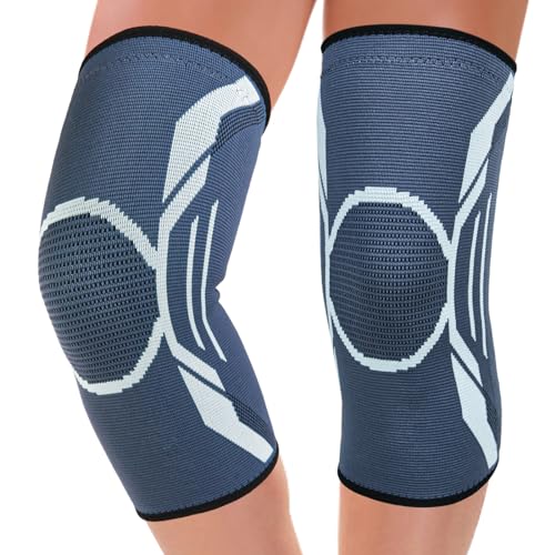 TOVIKI Rodilleras Deportivas, 2 Pieza Rodilleras de Compresión para Hombre y Mujer, Rodilleras Finas Antideslizantes para Artritis, Tendinitis, Voleibol, Correr (M)