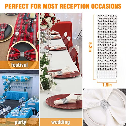 Wotoban Bling Napkin Rings Set Of 150, Rhinestone Silver Napkin Rings Diamond Adornment Napkin Holder Bulk For Wedding, Dinner, Party, Table Decorations, White #TOP2