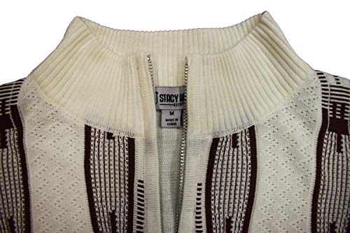 Stacy Adams Men's Sweater, Vertical Neo Chain Front Design (3Xl, White) #TOP3