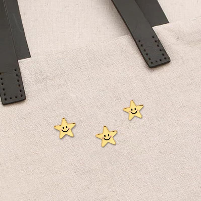 Image of Cute Smile Star Enamel Lapel Pins Gold Stars Pin Collar Hat Bag Shirt Clothing Brooch Novel Badge Gifts Jewelry