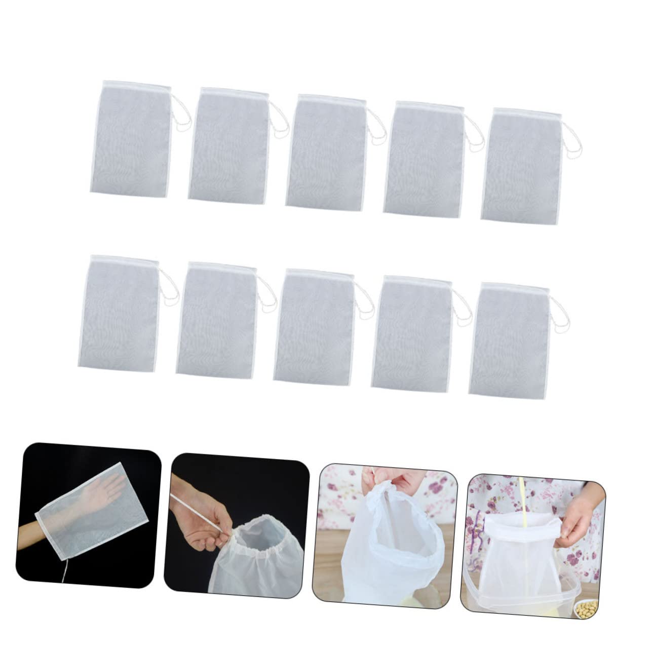 FUNOMOCYA 10pcs Mesh Bag for Cold Brew Aquarium Wine Milk Tea Fine Mesh Straining Bag Food Grade