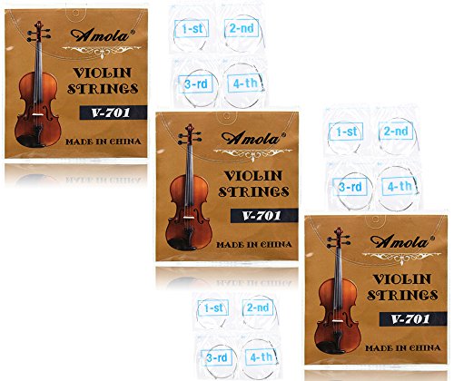 3 Packs Full Set Replacement Stainless Steel 4/4 Size Violin Strings E A D G