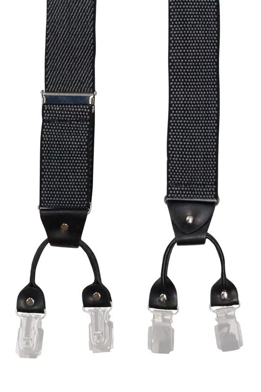 Image of The Tie Hub Pin Dots Black /White Clip On Suspenders For Men