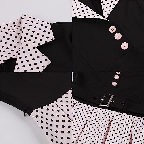 Image of 1950s Dresses for Women Vintage Rockabilly Retro Short Sleeve Tie Midi Dress Cocktail Party Evening Prom Gown
