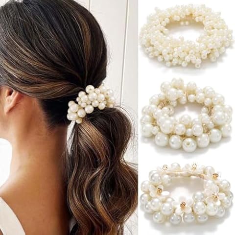 Reaky Pearl Hair Ties with Rhinestones Cover