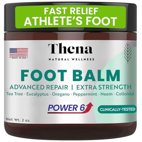 Thena Athletes Foot Cream Extra Strength Herbal Relief with Tea Tree Neem & Menthol, Athletes Foot Treatment Balm for Itchy Dry Cracked Feet, Heels & Toes, Advanced Plant-Based Foot Care