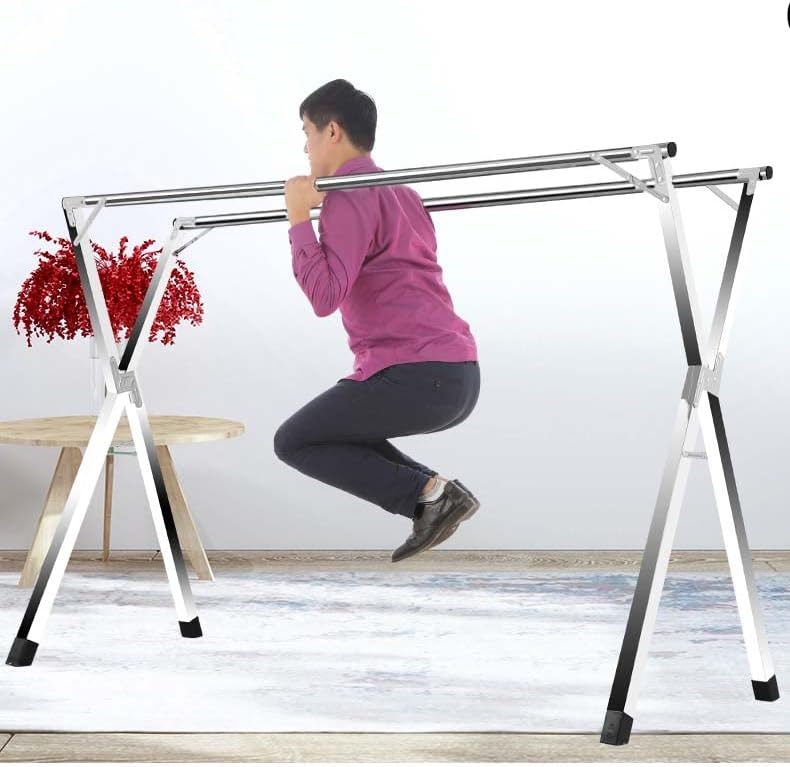 Miniatura 3 de YSUEFIJO Perchero de secado de ropa para lavandería, estante plegable de alta resistencia, estante de ahorro de espacio, soporte de secadora de ropa