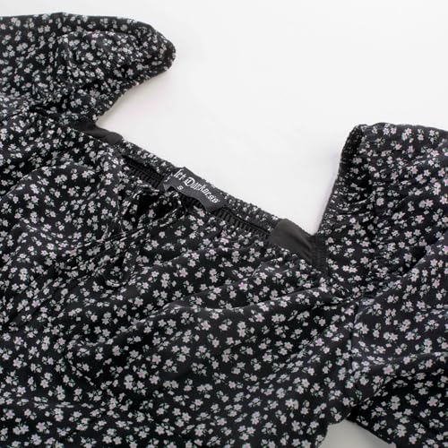Image of Scarlet Darkness Women's Floral Corset Dress with Split 2026 Summer Spring Square Neck Midi Milkmaid Dresses