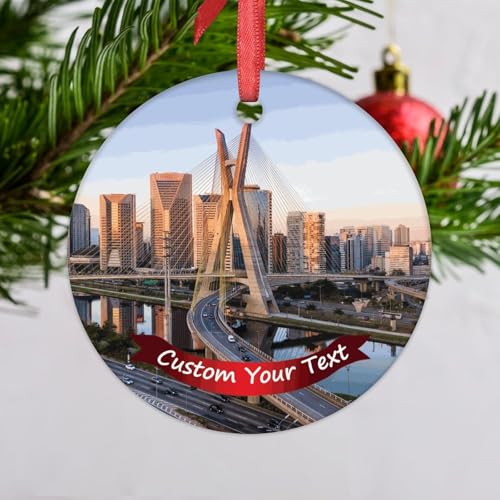 LMMIXEE Adornos de Navidad de paisaje urbano de Sao Paulo 2024 personalizados para vacaciones en Sao Paulo, decoración de árbol de Navidad, recuerdos colgantes, recuerdo, Navidad, vacaciones,