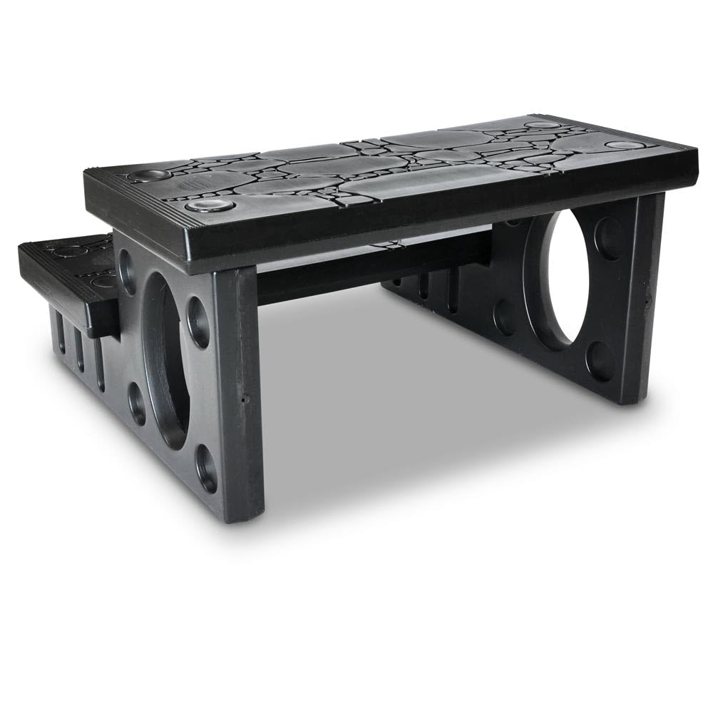 POOL Total Kunststoff Whirlpool Doppelstufe Schwarz - Rutschhemmende 2-Stufen-Treppe für sicheren Einstieg - 69x63x34 cm - 150 kg Belastbarkeit - Werkzeuglose Montage