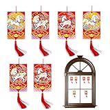 Bkljkf de Año Nuevo Chino | 6 Piezas Rojo Vietnamita 2026 - Año del Caballo Decoración de Papel,para Vacaciones Hogar Oficina Entrada Pared Ventana